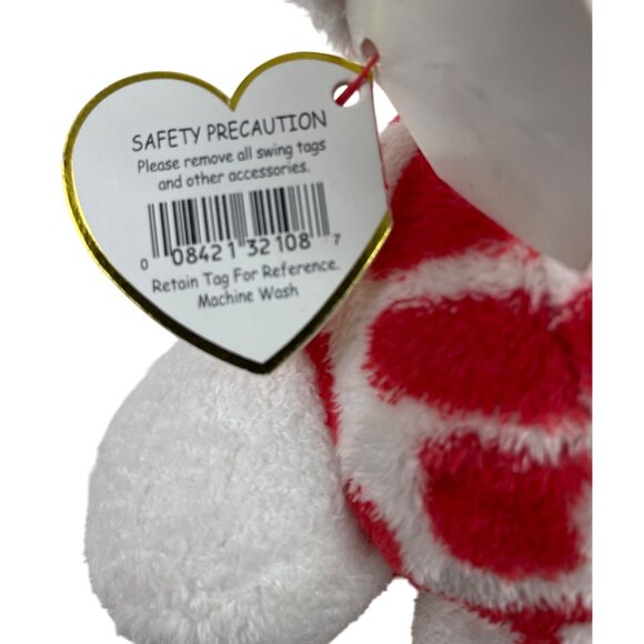 Ty Pluffies Kisser Giraffe Red White 9" Beanie Stuffed Animal 2007 w/Tags - Picture 11 of 12